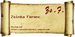 Zsinka Ferenc névjegykártya
